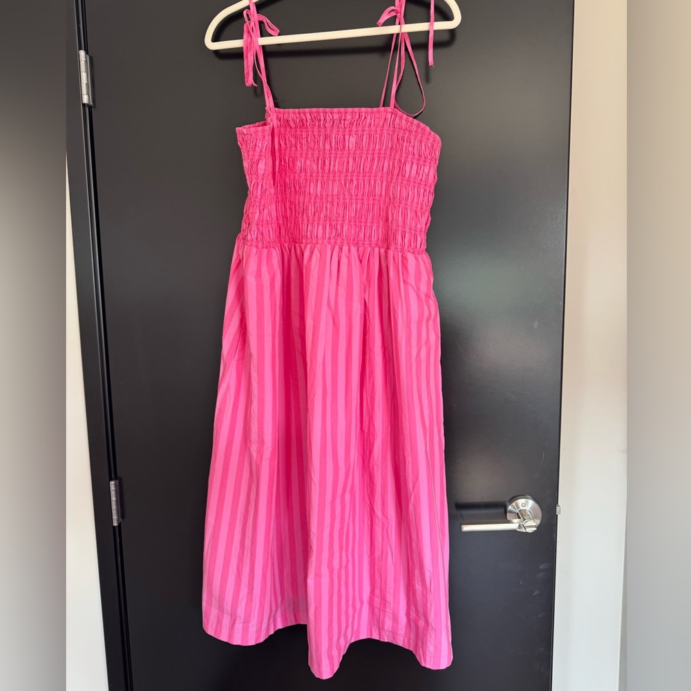 Pink Striped Midi Dress